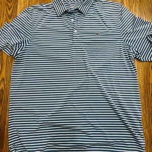 Vineyard Vines Men's Blue Striped Polo Shirt